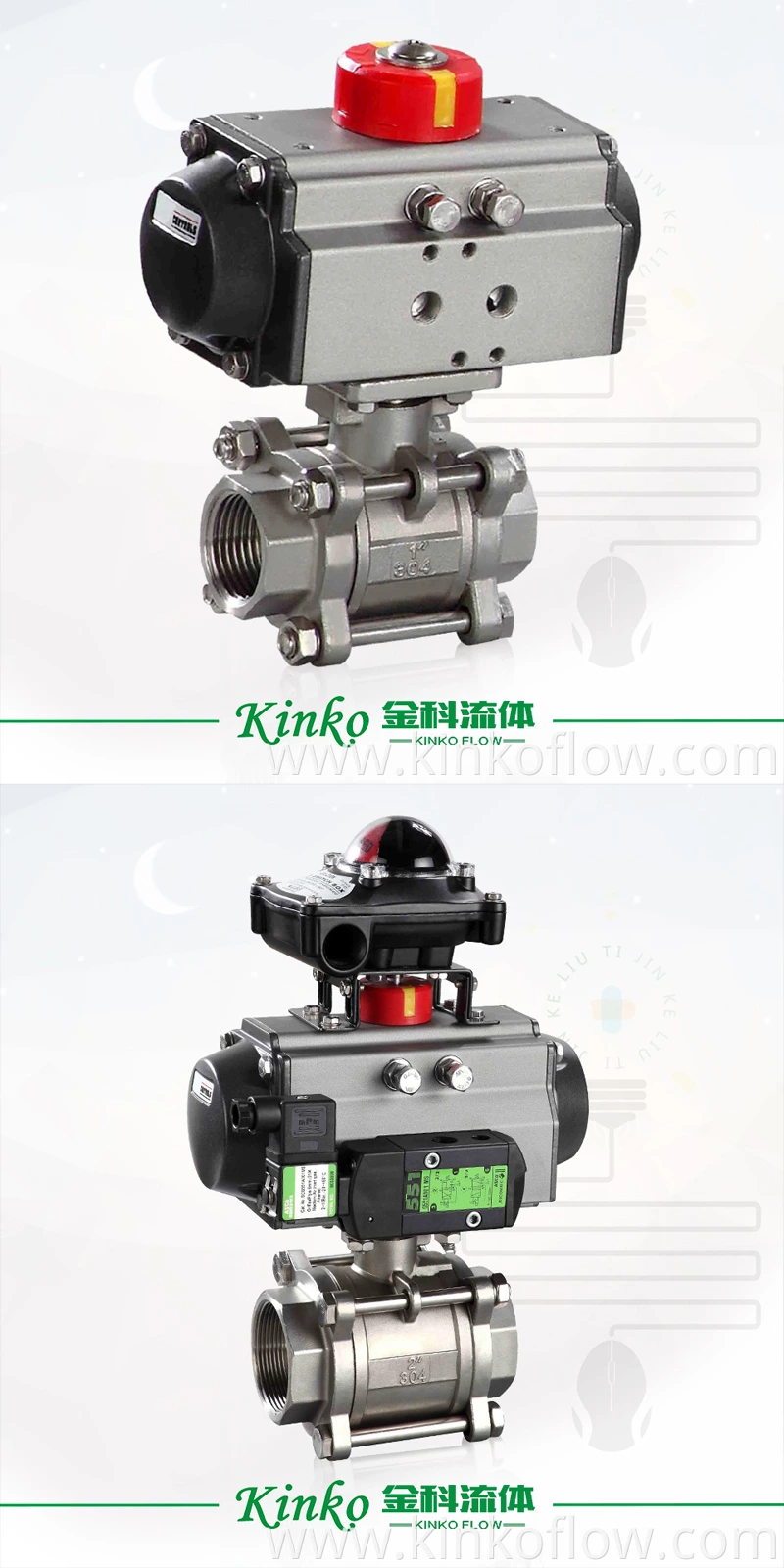 CF8 1/2"-4" Stainless steel pneumatic three-piece ball valve