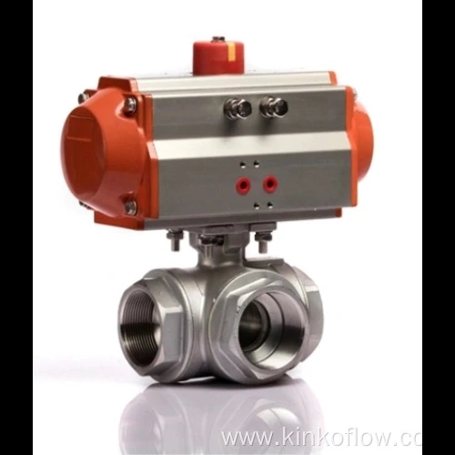 CF8 Pneumatic Three-way Wire Ball Valve