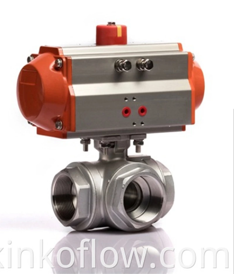 CF8 Pneumatic Three-way Wire Ball Valve