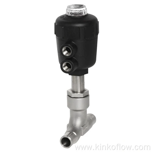 CF8 Welded Plastic Head Pneumatic Angle Seat Valve
