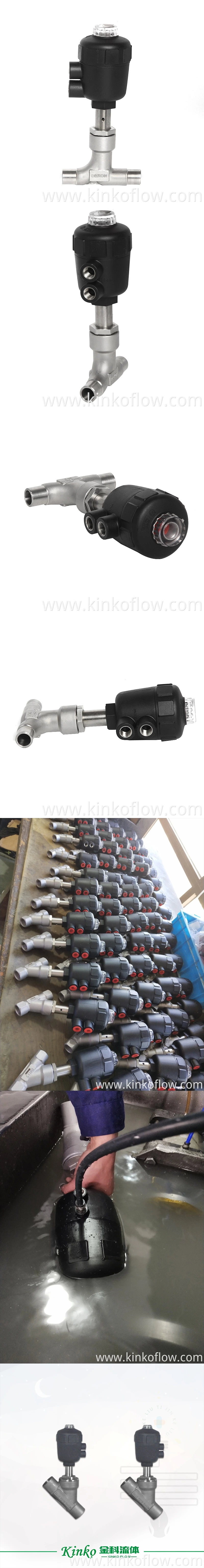 CF8 Welded Plastic Head Pneumatic Angle Seat Valve