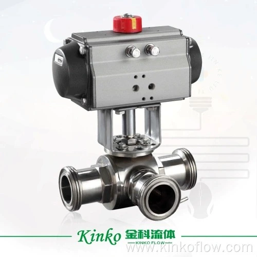 CF8M Pneumatic Sanitary Three-way Quick Ball Valve