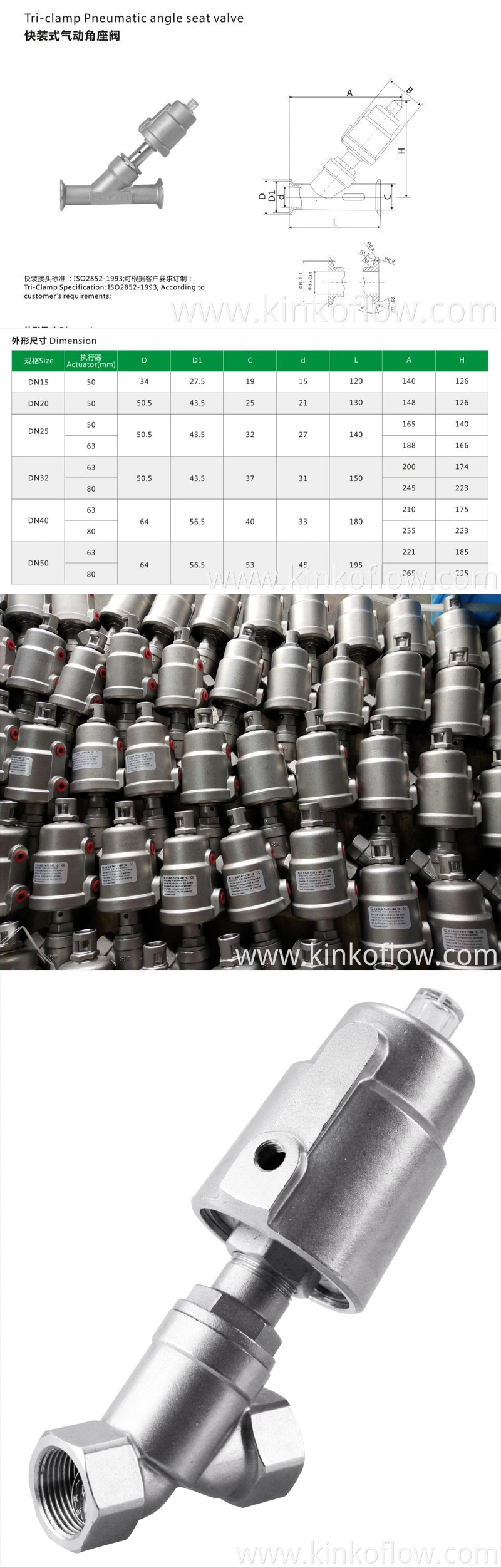 DN25 Pneumatic Angle Seat Valve