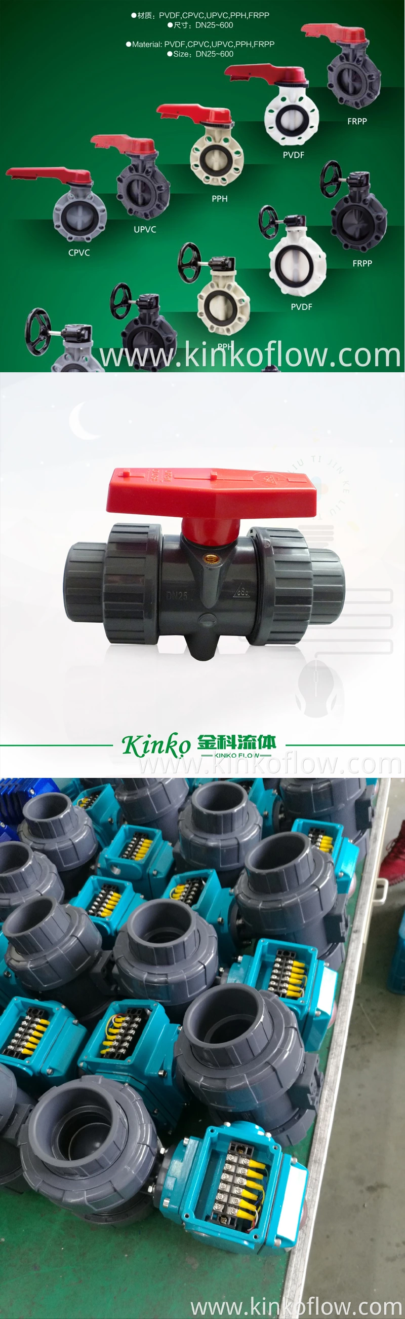 DN50 PVCUPVCPVDF Material Flange Manual Ball Valve