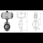 Gray Cast Iron DN40-600 Pneumatic Butterfly Valve