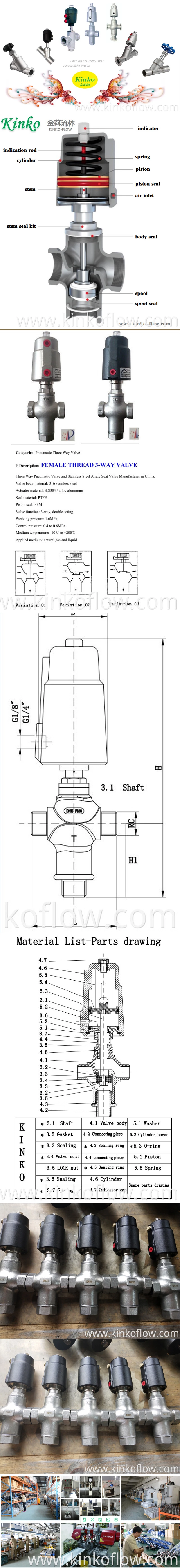 PA PNEUMATIC 3 Way Thread Angle Seat Valve