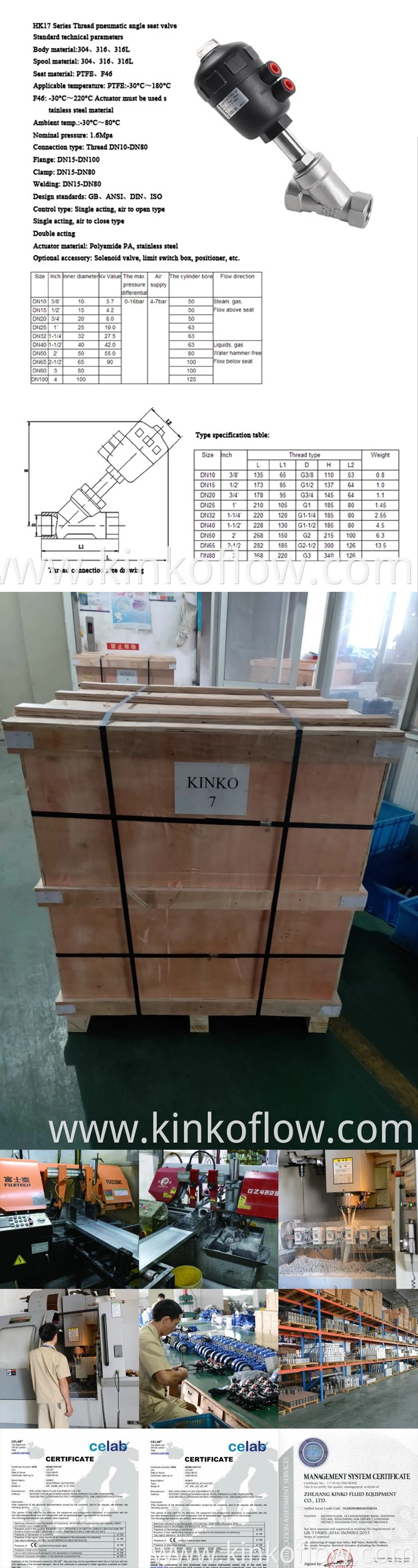 Pneumatic Angle Seat Valve With Plastic Head Thread