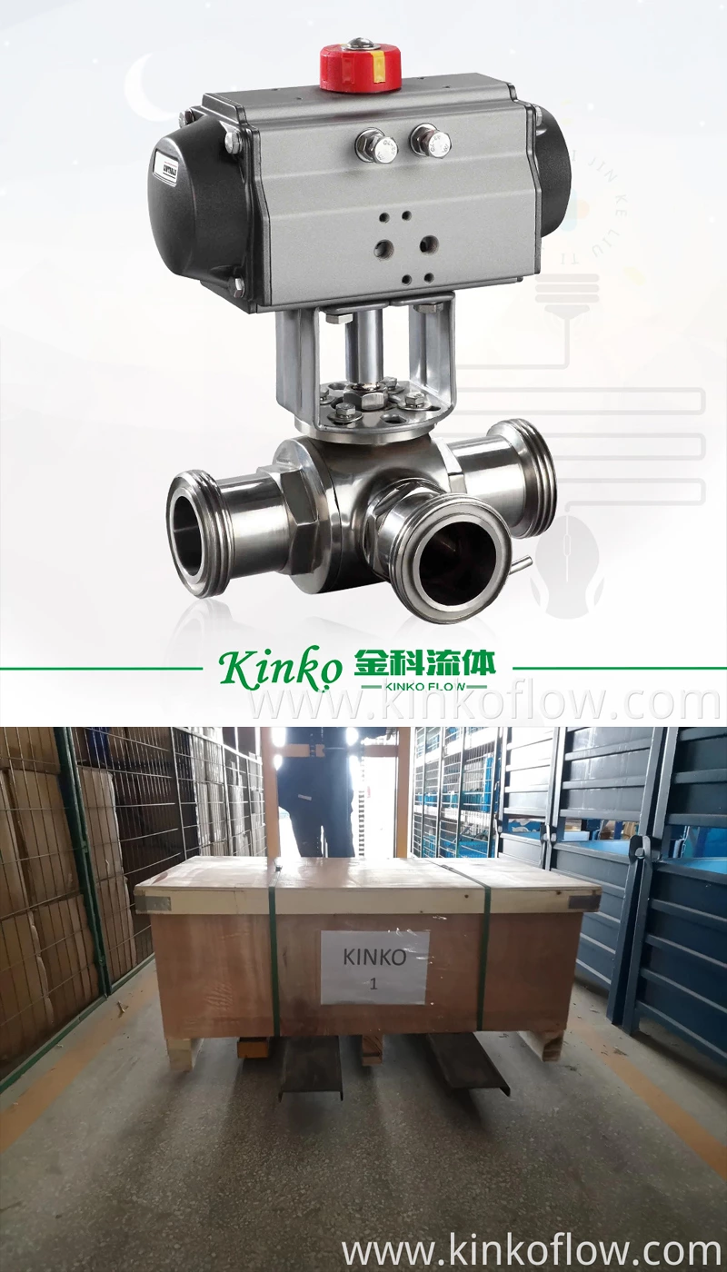 Pneumatic Sanitary Three-way Quick Ball Valve