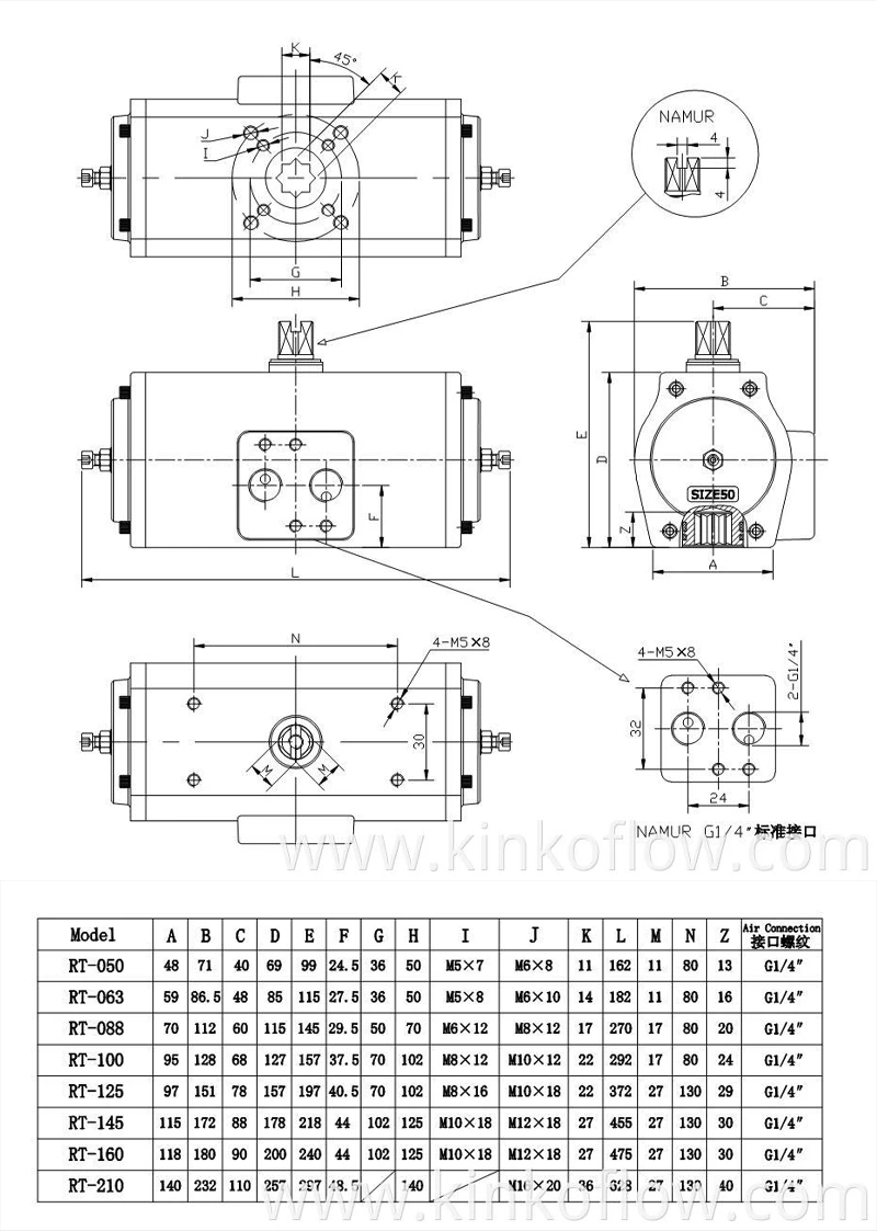 SS Stainless Steel Double Acting RT063D Pneumatic Actuator